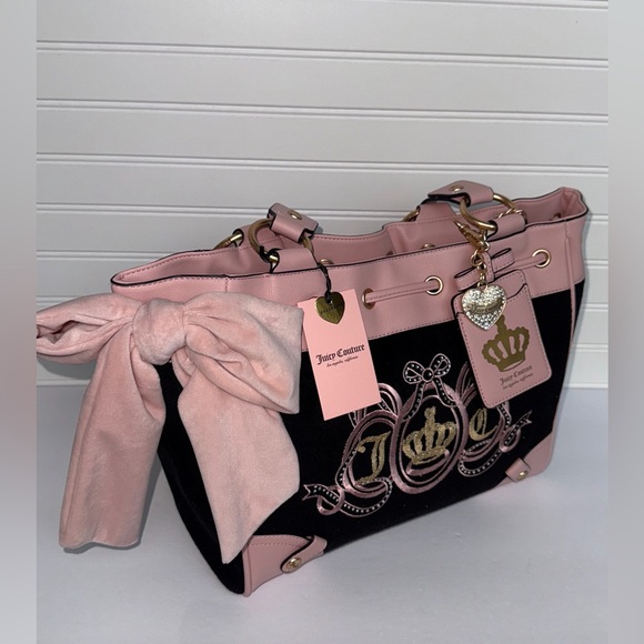 Juicy Couture Handbags - Juicy Couture Juicy Lovers Club Pink Black Tote Bag NWT